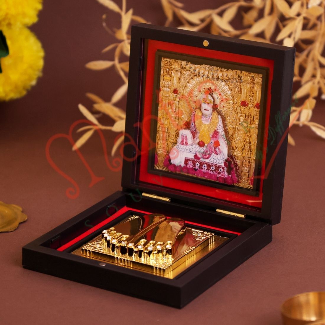 3D Sacred Yantram Gurudev Charan Paduka – Divine Master’s Blessing Box for Home & Meditation