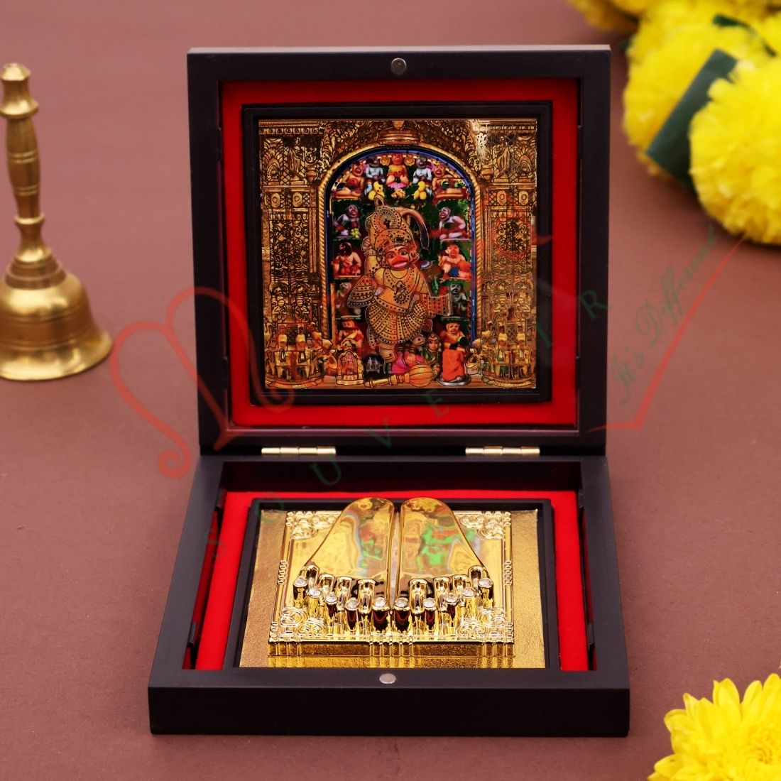 Yantram 3D Sarangpur Kashtbhanjan Hanumanji Charan Paduka – Spiritual Protection Box for Home & Office