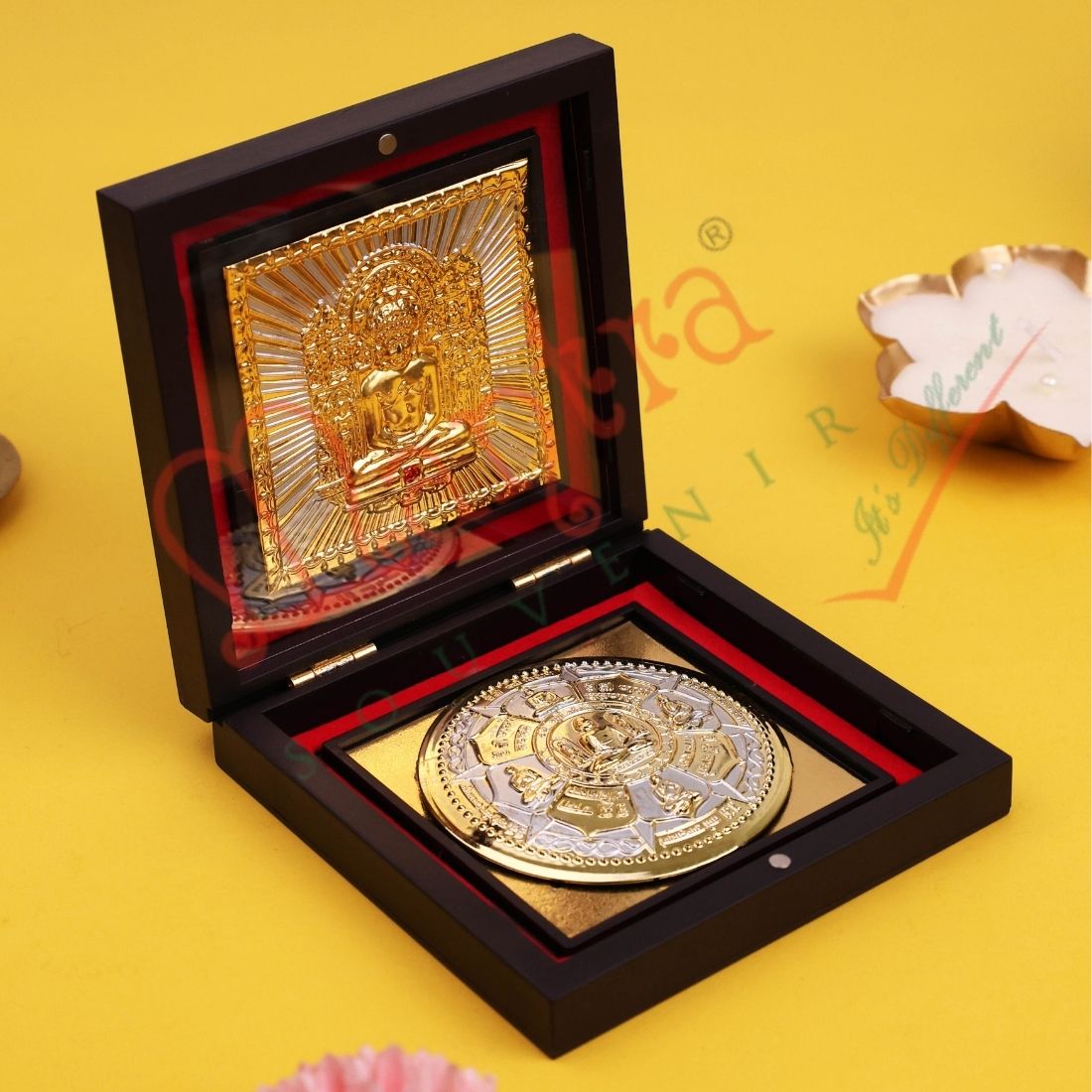 Premium Gold Plated Shri Adinath Siddhachakra Yantram in Luxury Gift Box