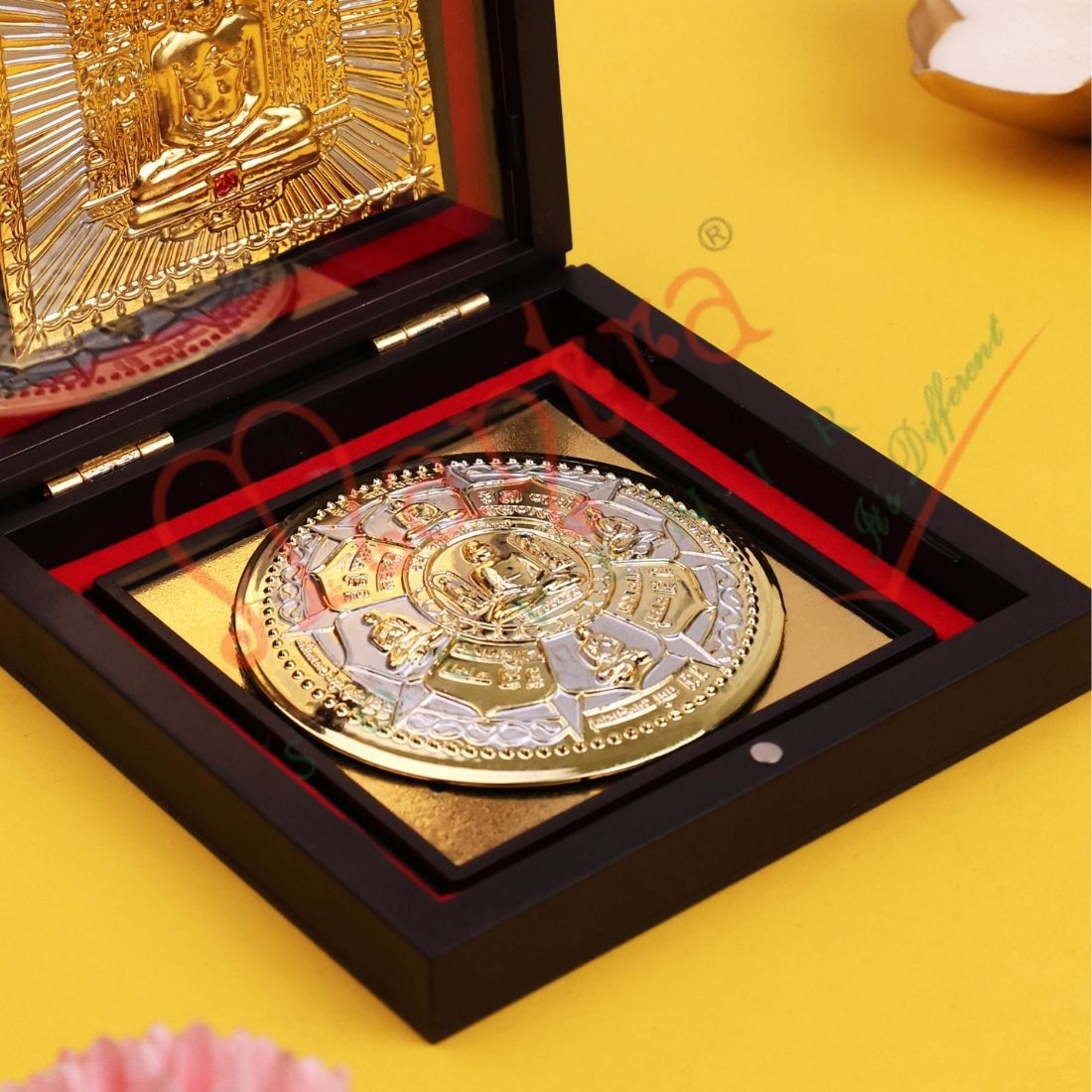 Premium Gold Plated Shri Adinath Siddhachakra Yantram in Luxury Gift Box