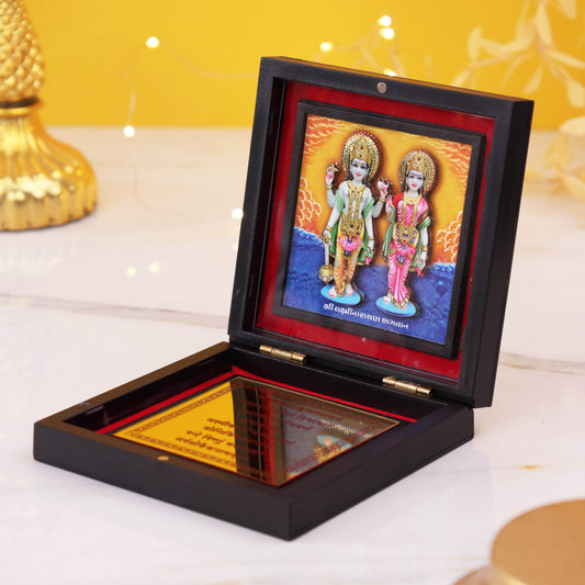 Shri Lakshmi Narayan Charan Paduka with Premium Wooden Box | Vishnu Lakshmi Vastu & Spiritual Gift
