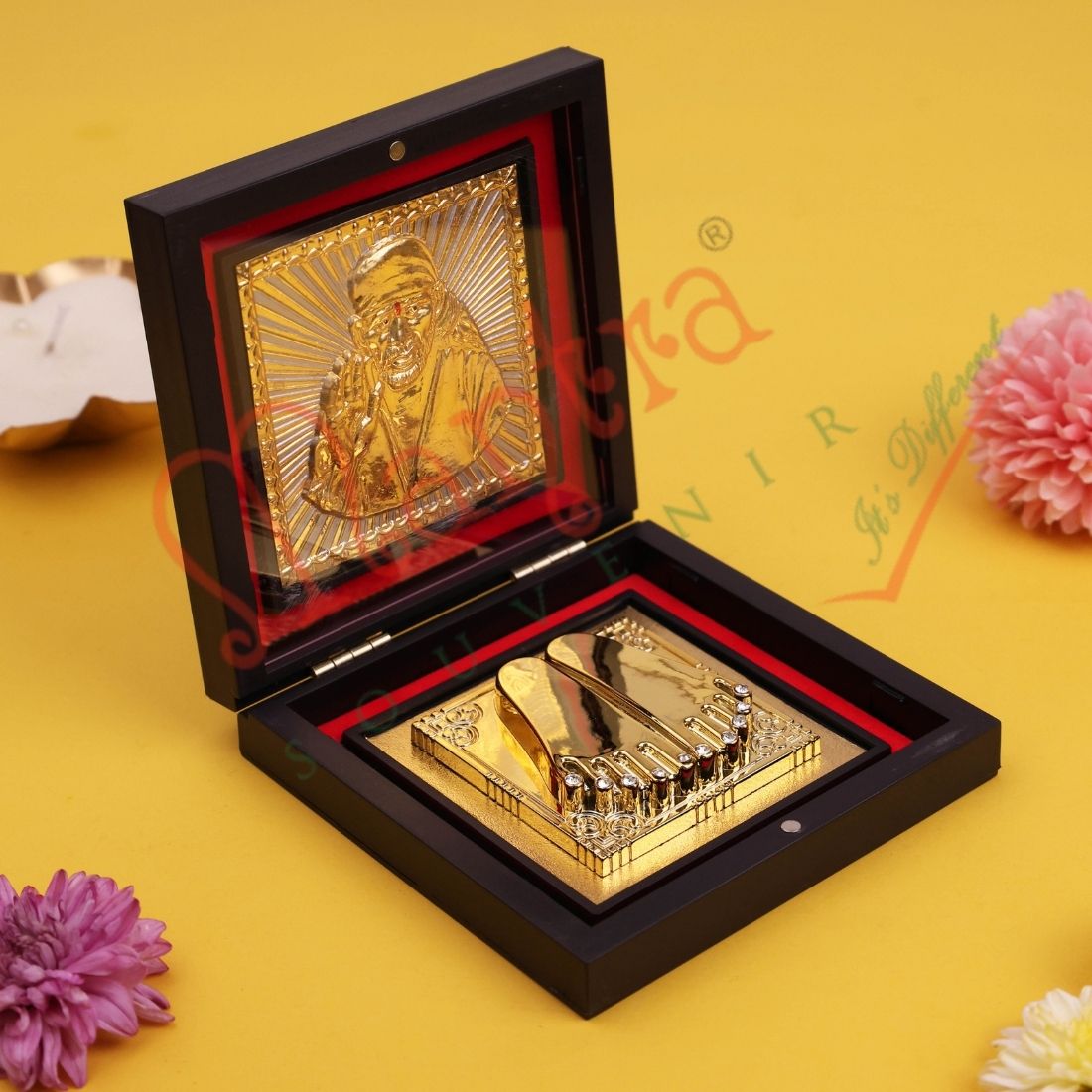 Yantram Divine Shirdi Sai Baba Charan Paduka Box – Sacred Desktop Altar & Spiritual Blessing Gift