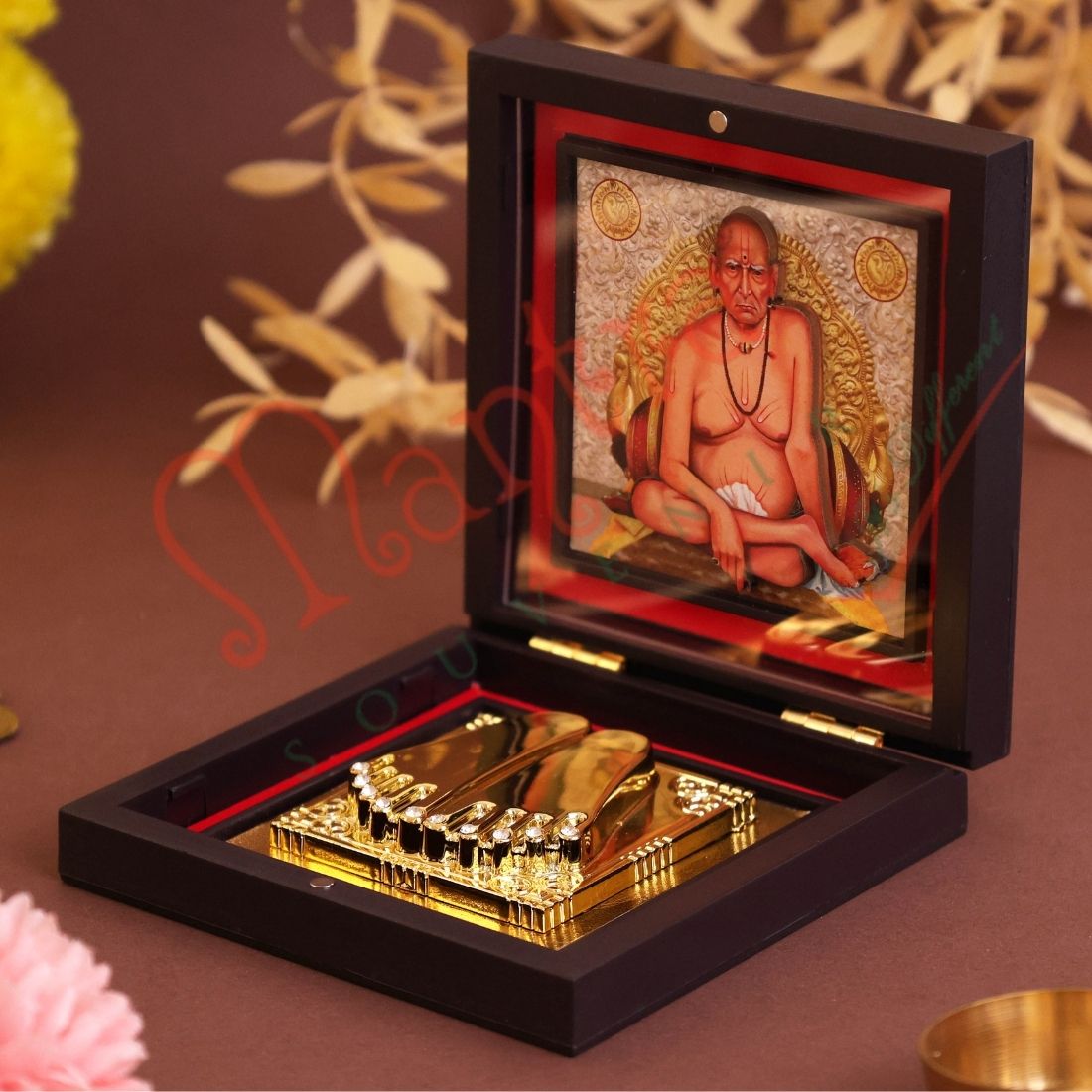 Yantram 3D Shri Swami Samarth Charan Paduka with Decorative Frame | ABS Polymer | Auspicious Puja & Home Temple Decor