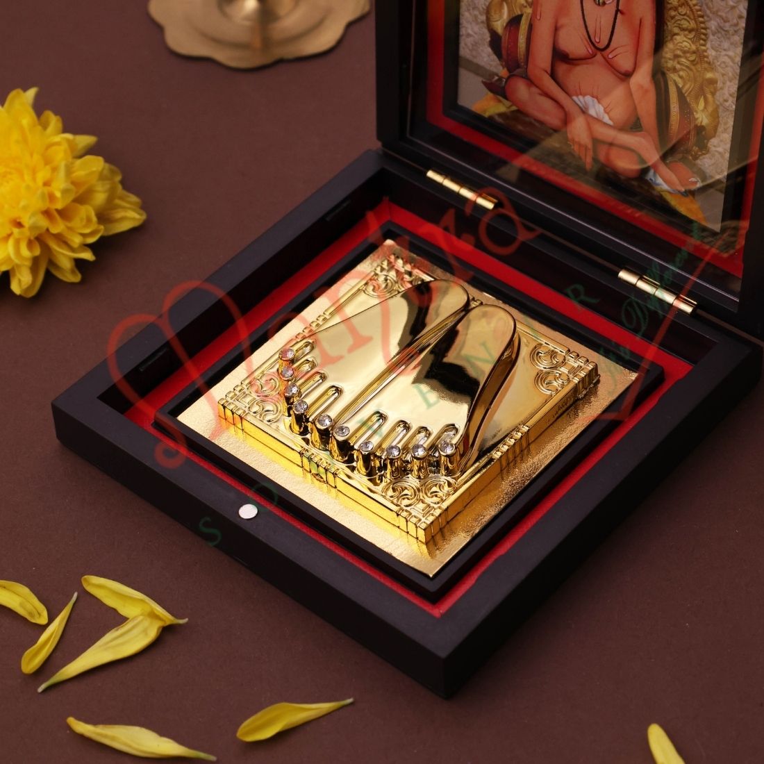 Yantram 3D Shri Swami Samarth Charan Paduka with Decorative Frame | ABS Polymer | Auspicious Puja & Home Temple Decor