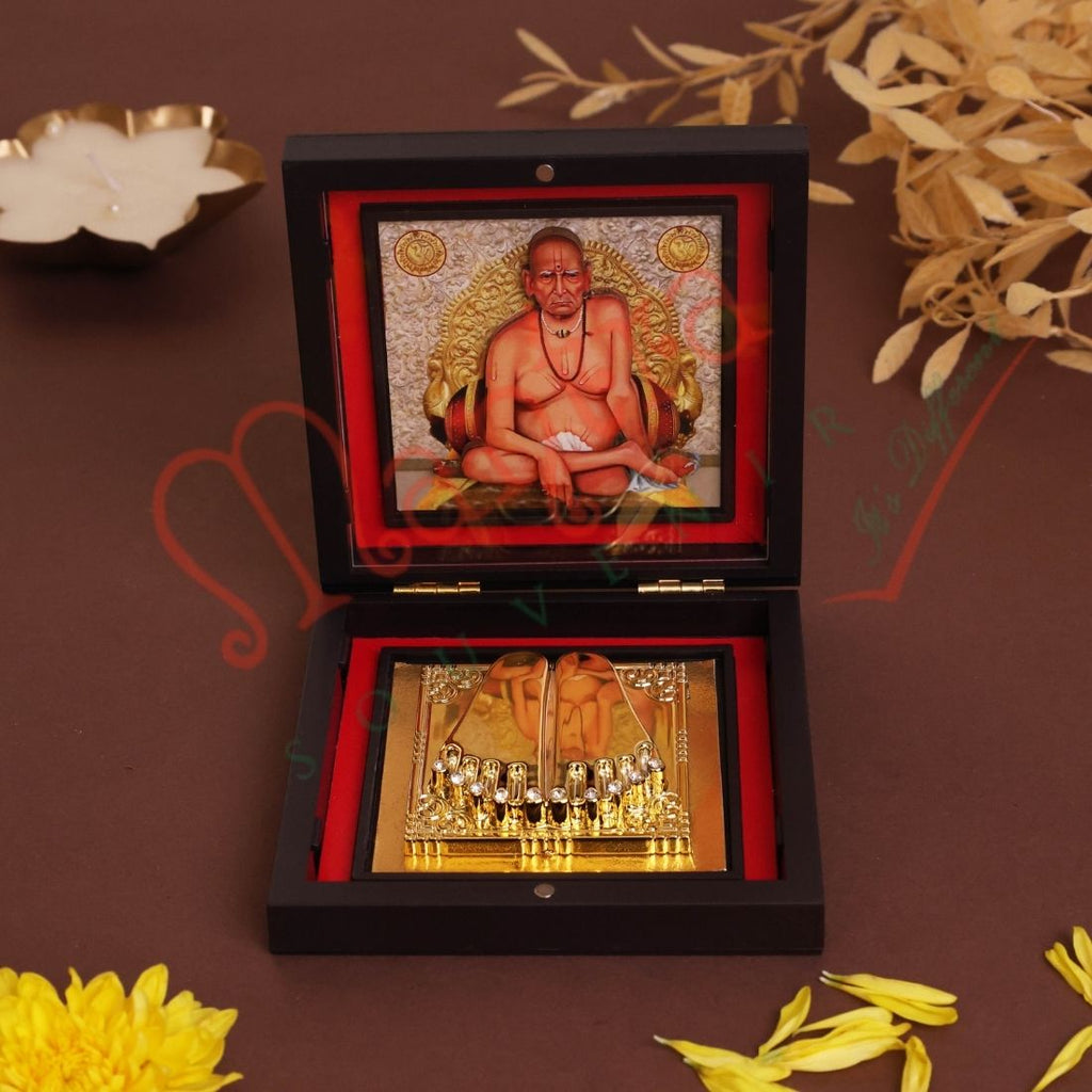 Yantram 3D Shri Swami Samarth Charan Paduka with Decorative Frame | ABS Polymer | Auspicious Puja & Home Temple Decor