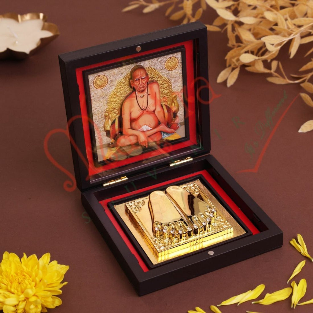 Yantram 3D Shri Swami Samarth Charan Paduka with Decorative Frame | ABS Polymer | Auspicious Puja & Home Temple Decor