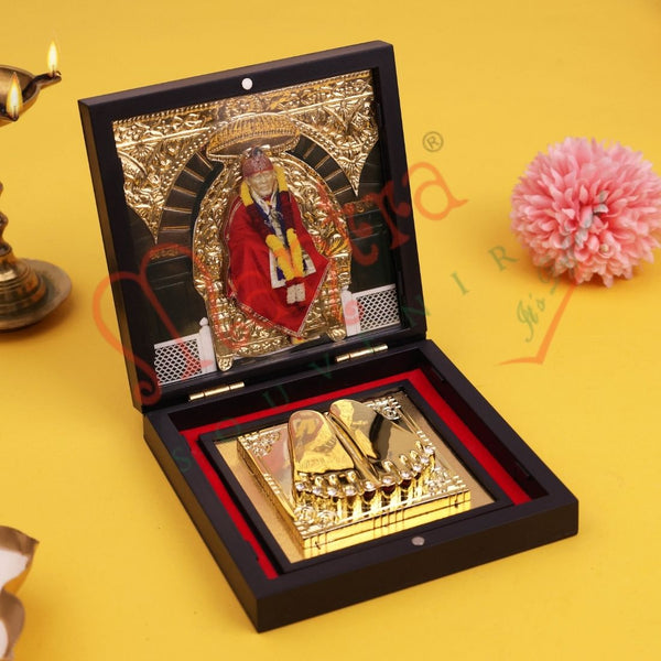 Yantram 3D Shirdi Sai Baba Charan Paduka Box – Saburi & Shraddha Gift Set in Premium Frame