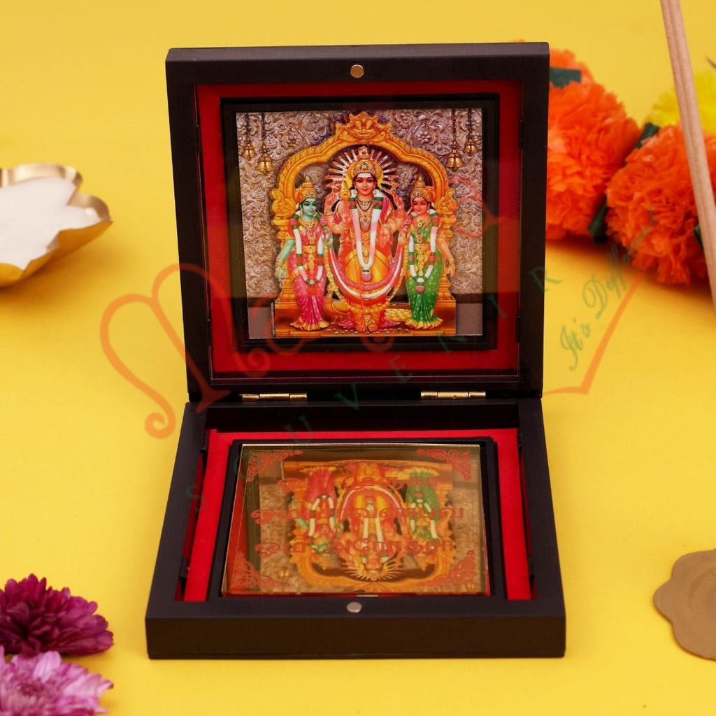 Yantram 3D Murugan Charan Paduka Box –  Wisdom & Victory Gift Set in Premium Frame