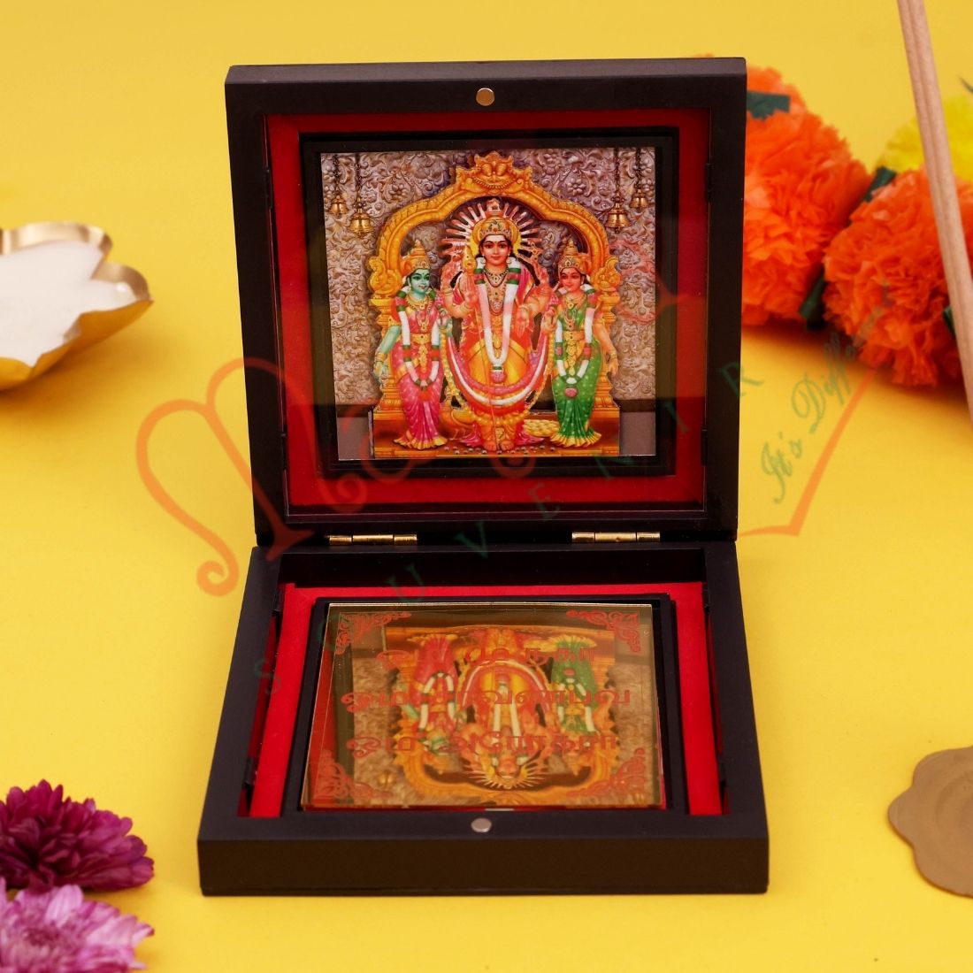 Yantram 3D Murugan Charan Paduka Box –  Wisdom & Victory Gift Set in Premium Frame