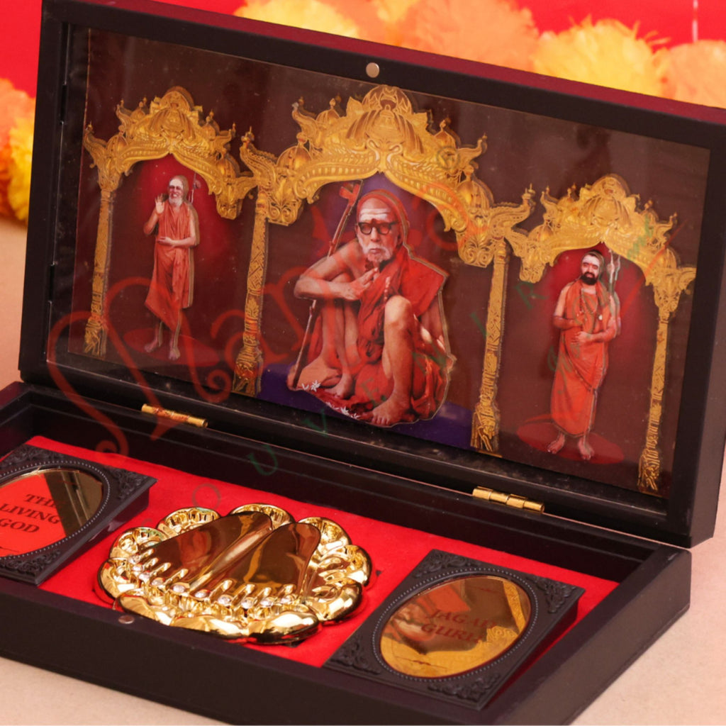 3D Adi Shankaracharya Charan Paduka Box Spiritual Frame for Puja, Home Decor & Office Desk