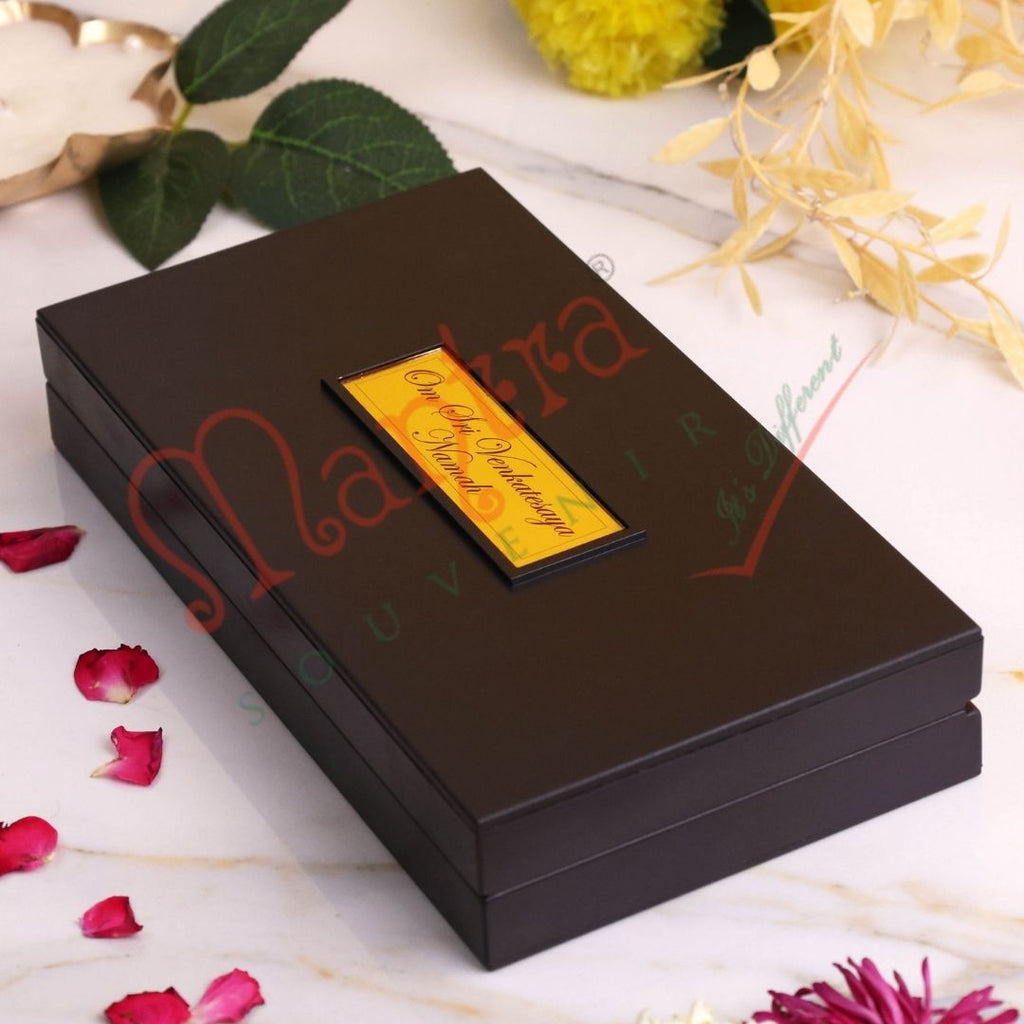 Premium Gold Plated Tirupati Balaji & Padmavati Charan Paduka Box – Durable ABS Polymer Spiritual Frame for Home Mandir, Office Desk & Auspicious Gifting