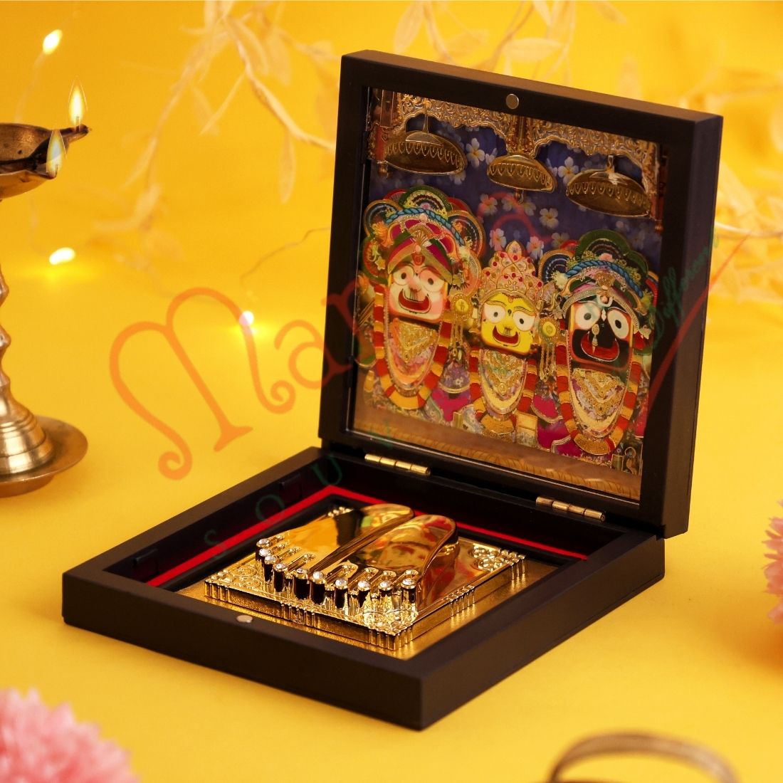 Yantram Divine 3D Jagannath Puri Charan Paduka – Sacred Rath Yatra Blessing Box for Protection & Abundance