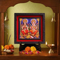 Classic 3D Laxmi Ganesh Deity Photo Frame with Stand | Lakshmi Ganesh Religious Photo Frame for Home Temple Pooja Room Decor | Divine Hindu God Frame for Office Desk Living Room | Spiritual Gift Item