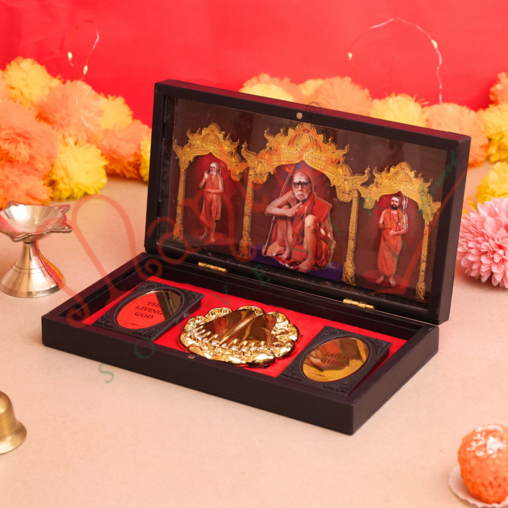3D Adi Shankaracharya Charan Paduka Box Spiritual Frame for Puja, Home Decor & Office Desk