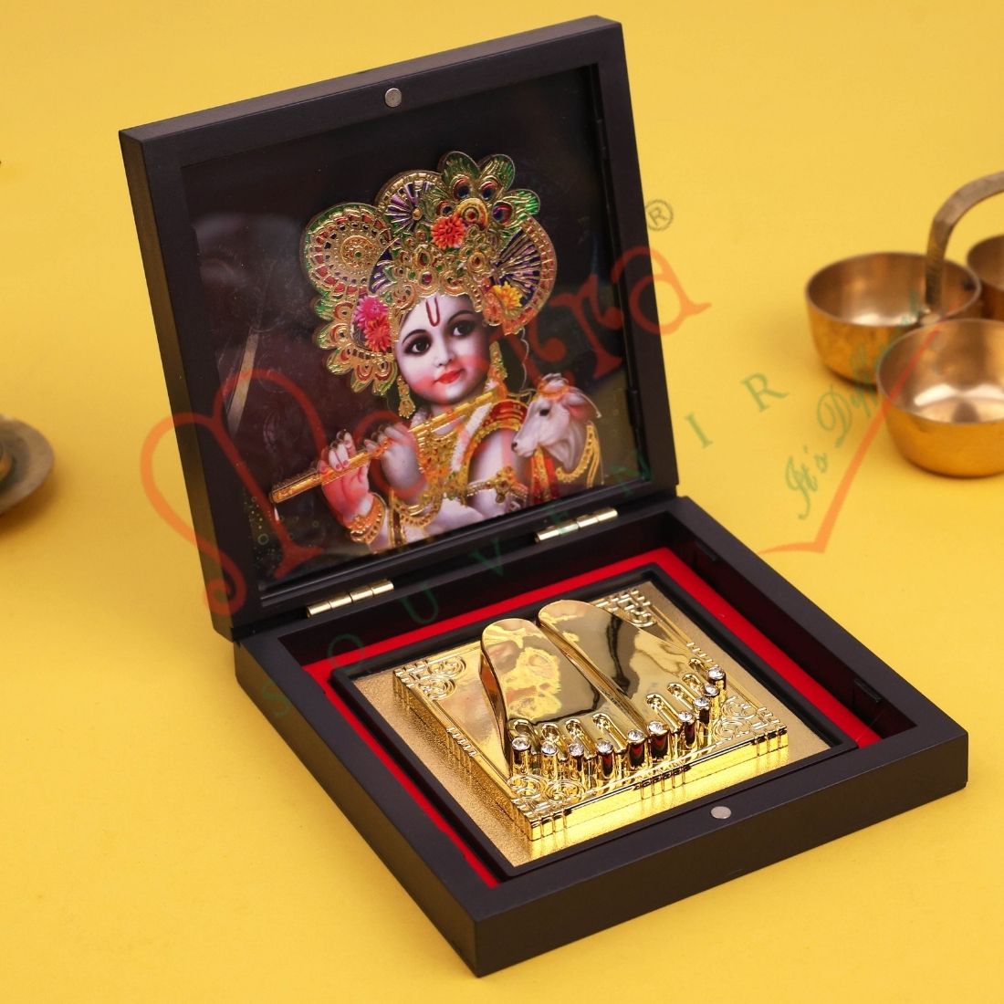 Yantam 3D Bal Gopal Charan Paduka Box – Little Krishna Gift Set for Joy, Protection & Prosperity