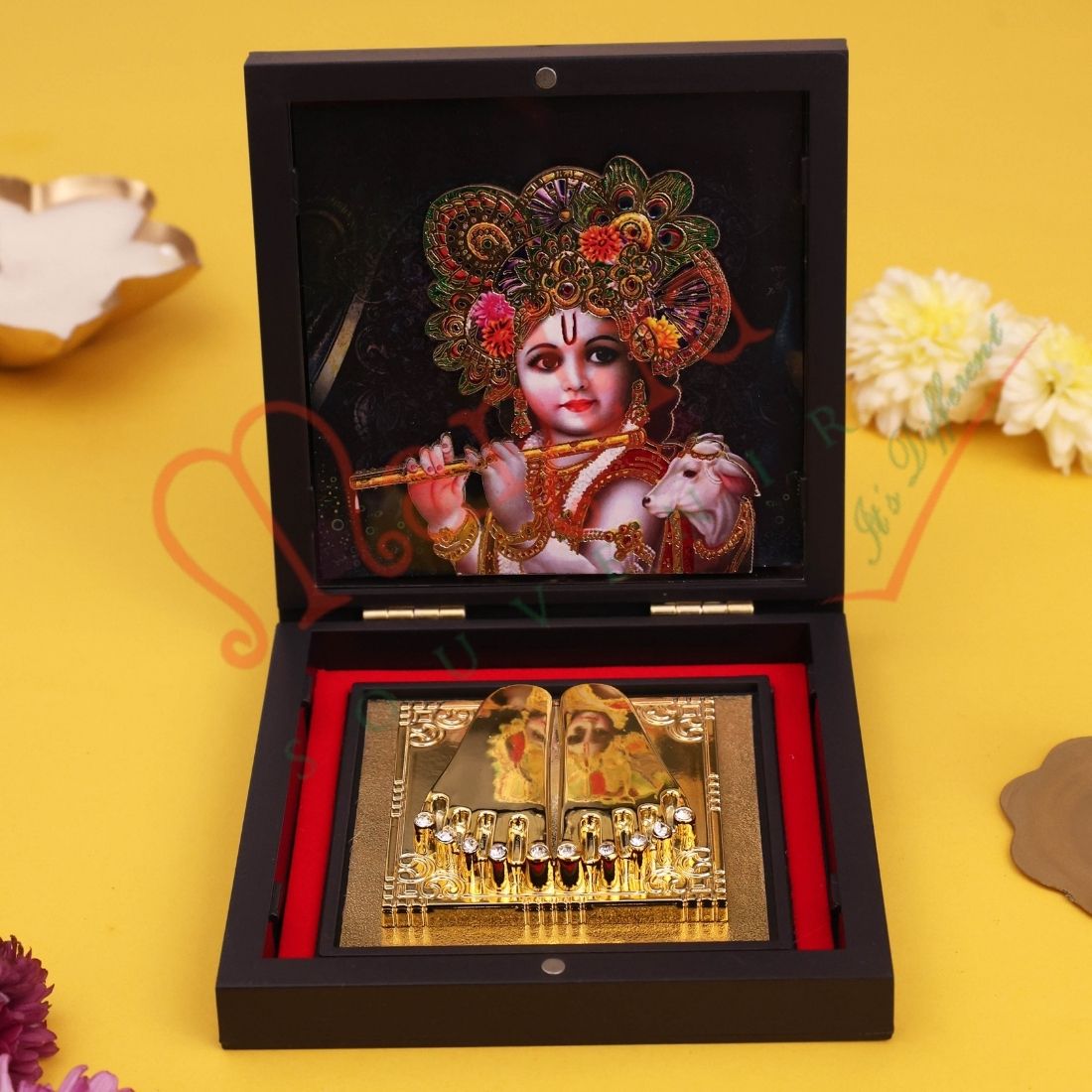 Yantam 3D Bal Gopal Charan Paduka Box – Little Krishna Gift Set for Joy, Protection & Prosperity