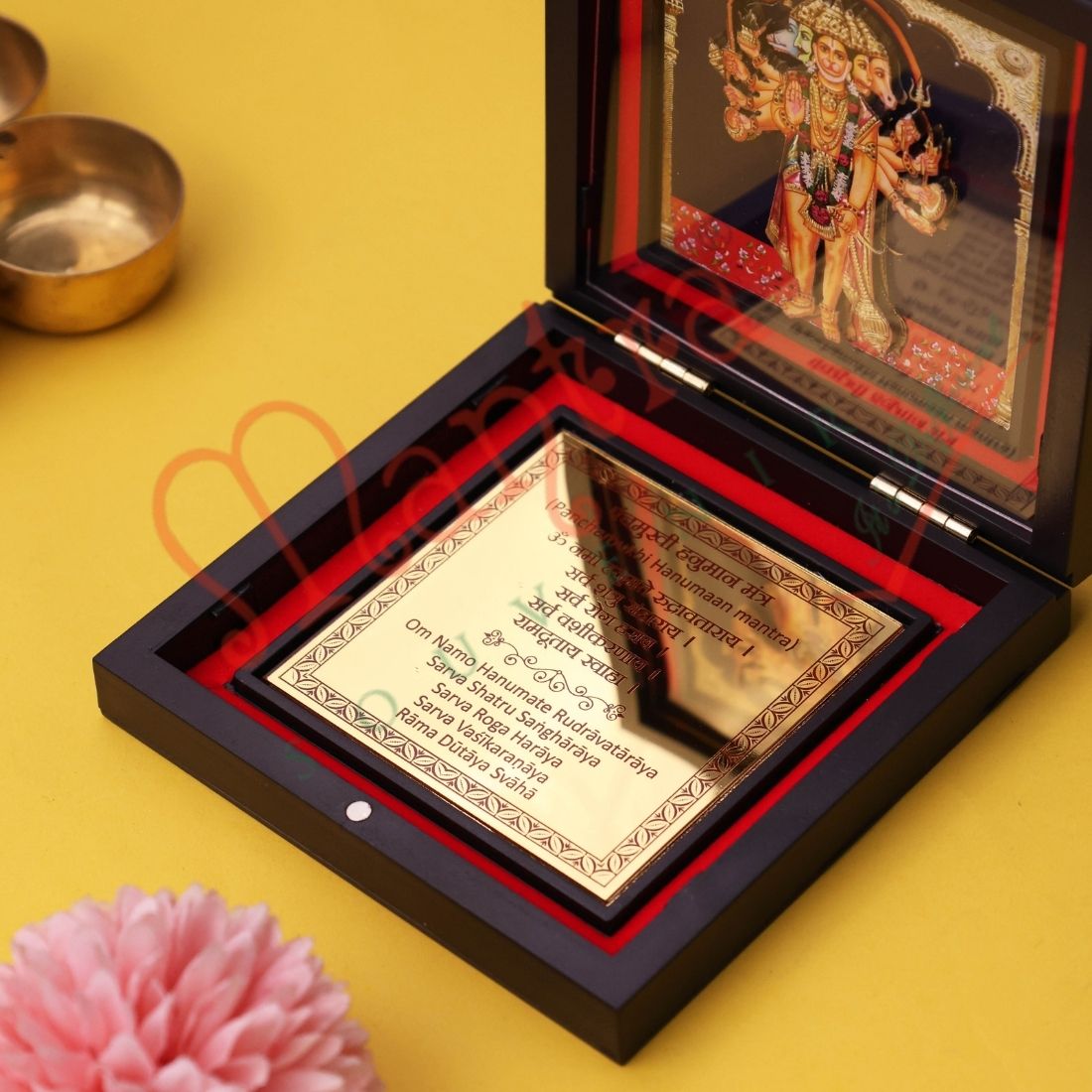 Yantram Divine 3D Panchmukhi Hanumanji Gold-Embossed Spiritual Frame Box – Protective Kavach Edition for Home & Office
