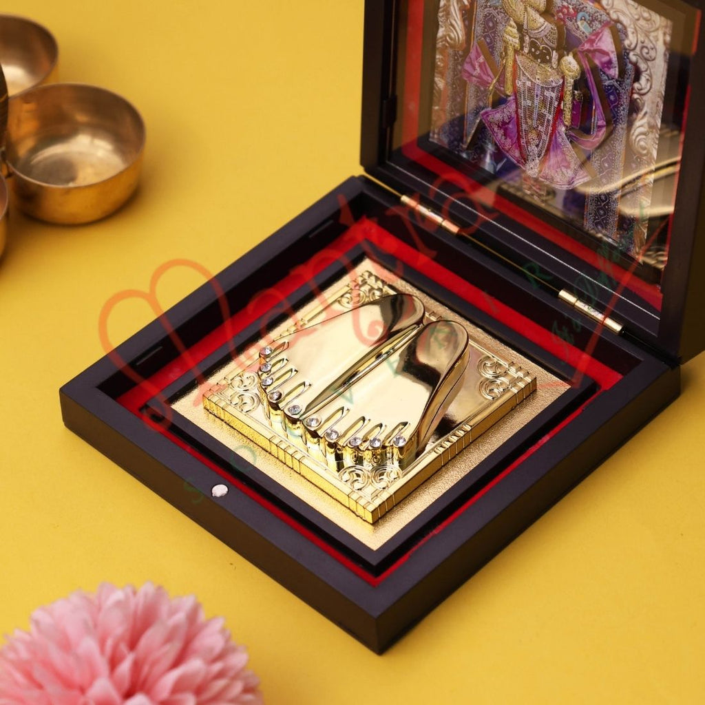 Yantram Divine 3D Dwarkadhish Charan Paduka Box – Premium Spiritual Keepsake & Corporate Gift