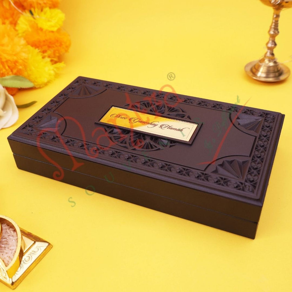 Deluxe 3D Lalbaugcha Raja Ganesha Charan Paduka Box – Premium ABS Polymer Spiritual Frame for Home Mandir, Office Desk & Festive Gifting