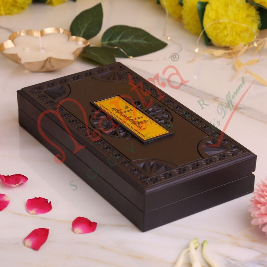 Deluxe 3D Makkah Sharif Kaaba Yantra Box – Gold Plated Islamic Calligraphy – Premium ABS Polymer Sacred Gift for Home, Office & Travel