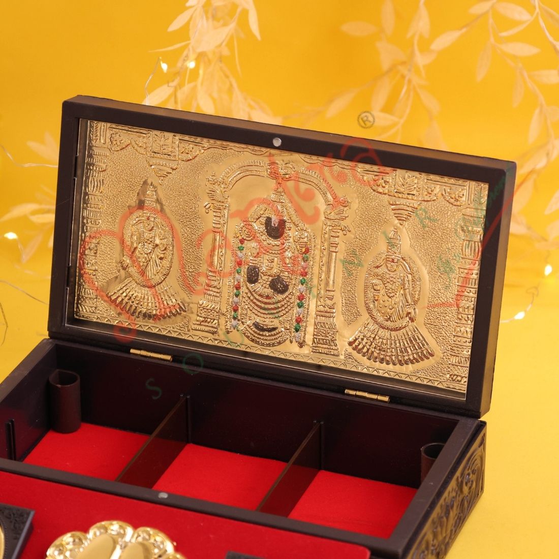 Tirupati Balaji Gold-Plated Charan Paduka Corporate Box – Premium Venkateswara Blessing & Prosperity Frame