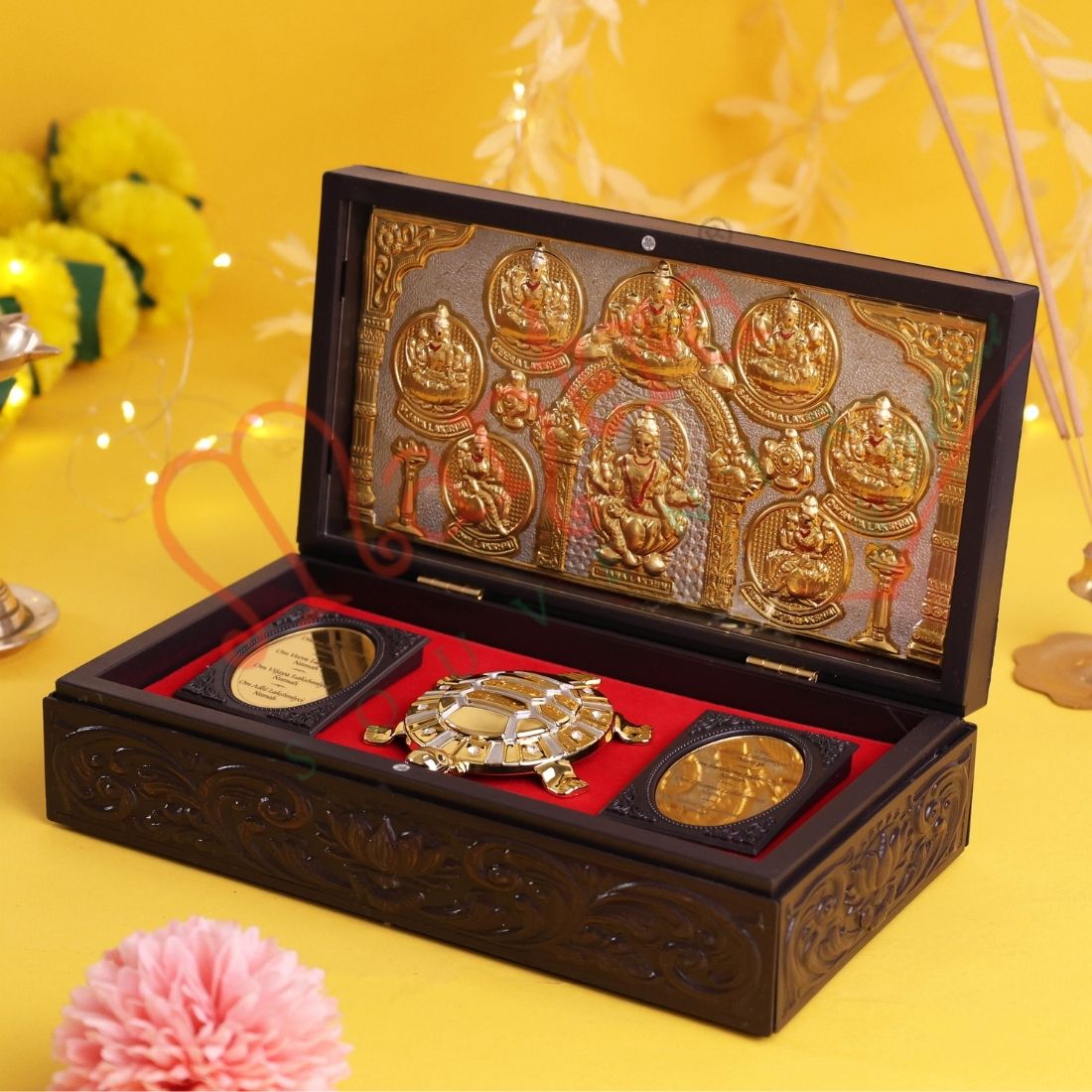 Sacred Ashta Lakshmi Vastu Tortoise Corporate Gift Box – Gold-Plated Kurma Avatar & Eight Forms of Abundance