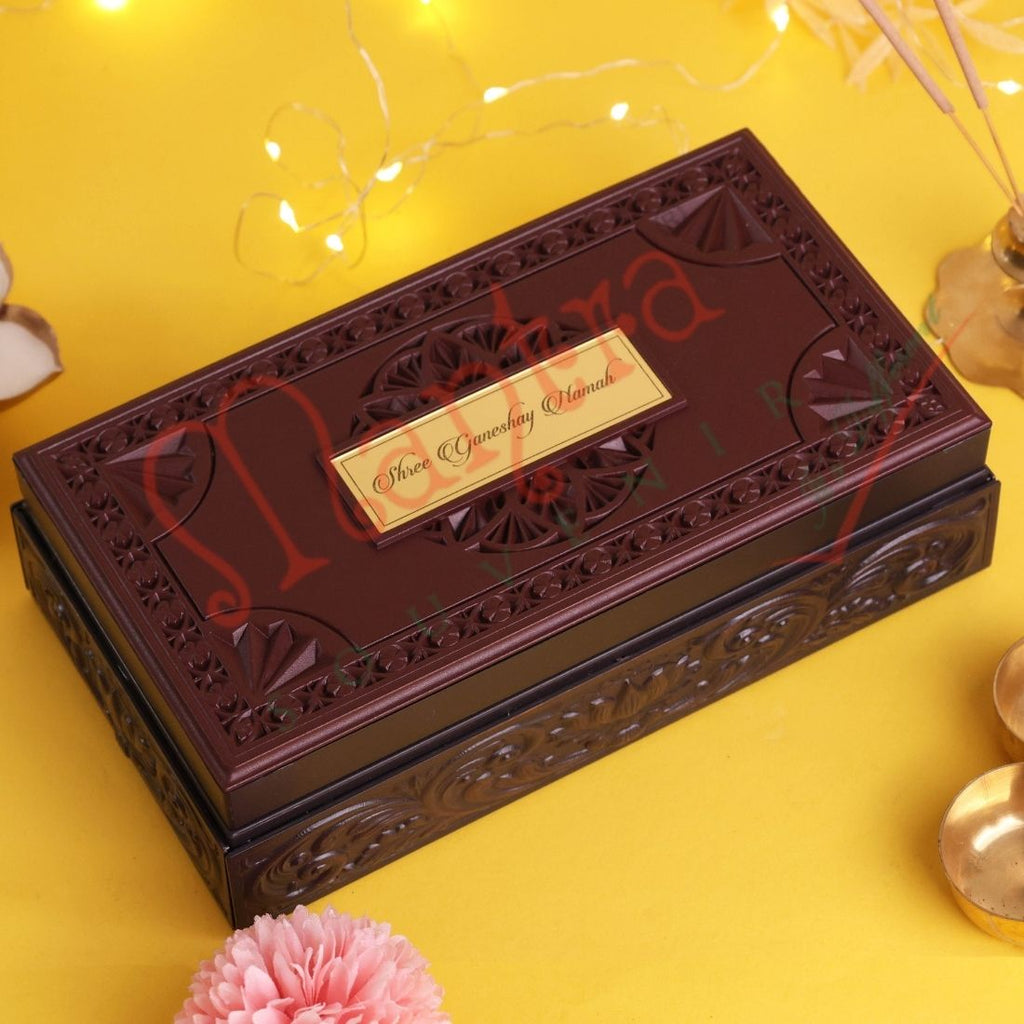 Divine 3D Siddhivinayak Ganesha Premium Corporate Gift Box – Gold-Plated Charan Paduka & Vighnaharta Mantra Edition