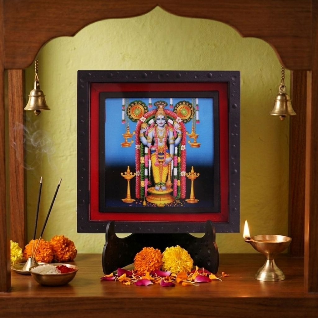 Classic 3D Lord Vasudeva Photo Frame with Stand for Home Decor & Pooja Room Office Desk Spiritual Gift for All Occasion