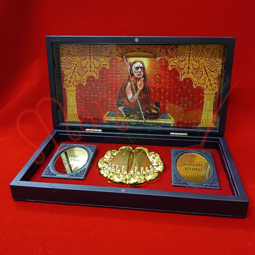 3D Adi Shankaracharya & Kanchi Mahaperiyava Charan Paduka Box  for Puja, Home Decor & Office Desk