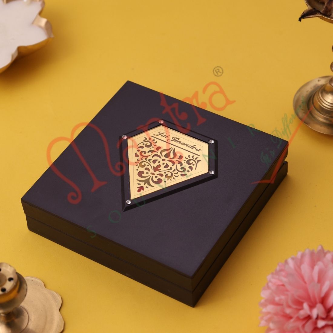 Yantram Divine 3D Rishabhdev Adinath Charan Paduka Box – Premium Jain Tirthankara Heritage Gift & Desk Frame