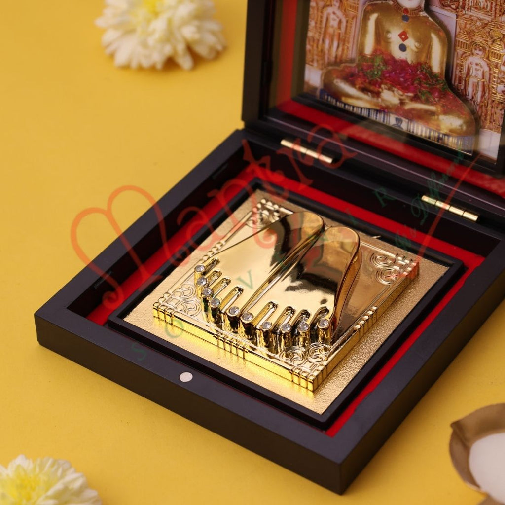 Yantram Divine 3D Rishabhdev Adinath Charan Paduka Box – Premium Jain Tirthankara Heritage Gift & Desk Frame