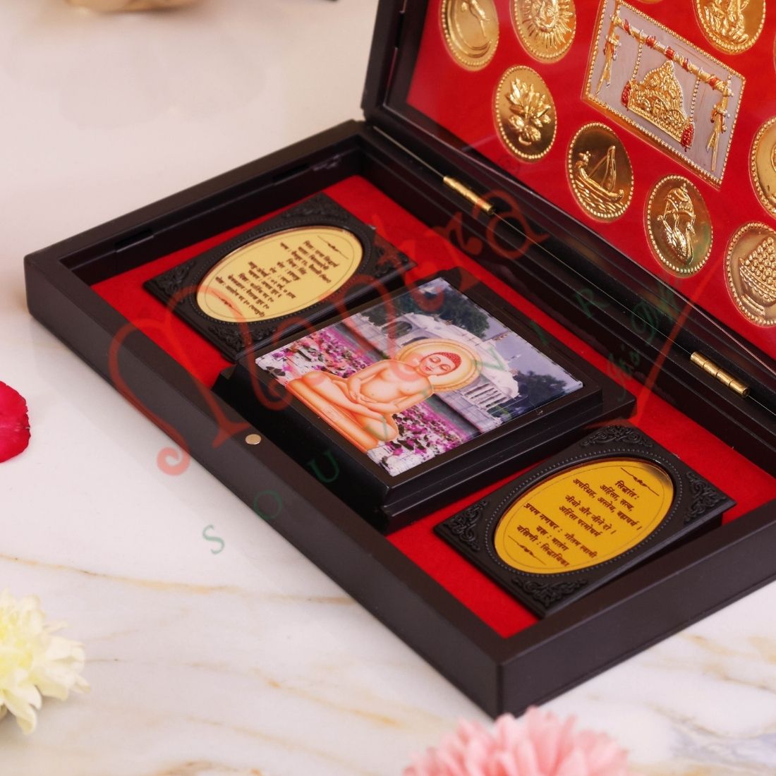 Deluxe Gold Plated 14 Swapna (Dreams) Frame Box – Premium ABS Polymer Jain Spiritual Gift for Home Mandir & Office Decor