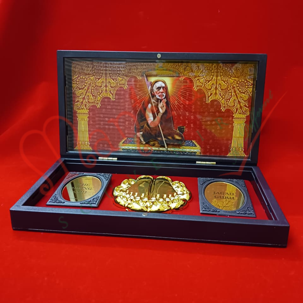 3D Adi Shankaracharya & Kanchi Mahaperiyava Charan Paduka Box  for Puja, Home Decor & Office Desk