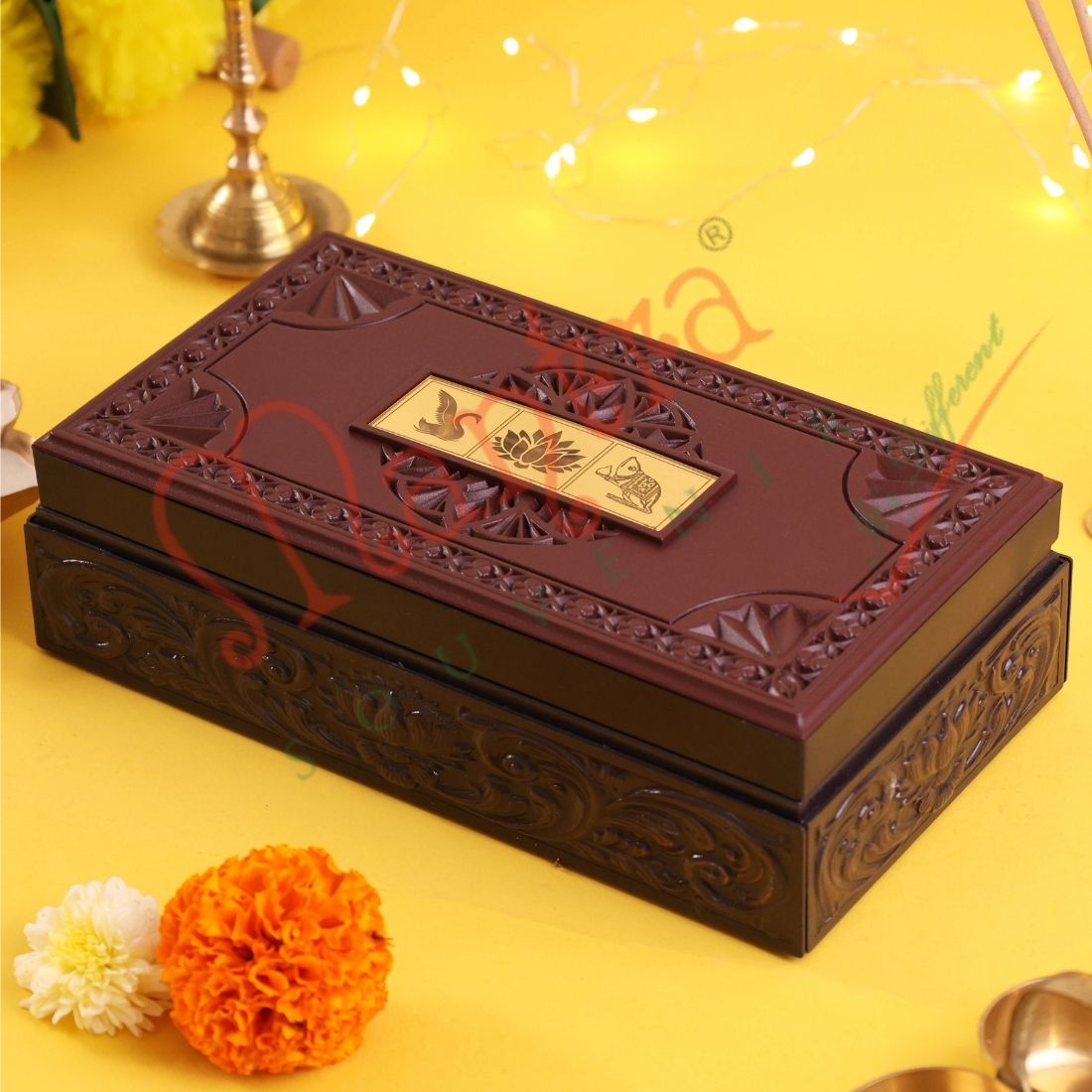 Divine Laxmi Ganesh Saraswati Gift Box – Premium Shubh Labh Charan Paduka & Corporate Keepsake