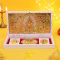 Marvel Divine Lord Ganesha Charan Paduka Frame Gold Plated Ganpati Paduka with Coins for Puja Room Mandir