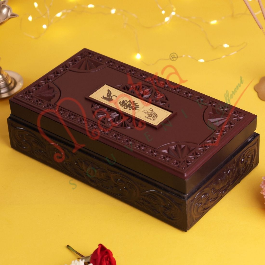 Divine Vastu Tortoise Laxmi Ganesh Saraswati Premium Corporate Box – Gold-Plated Kurma Avatar with Shubh-Labh Blessings