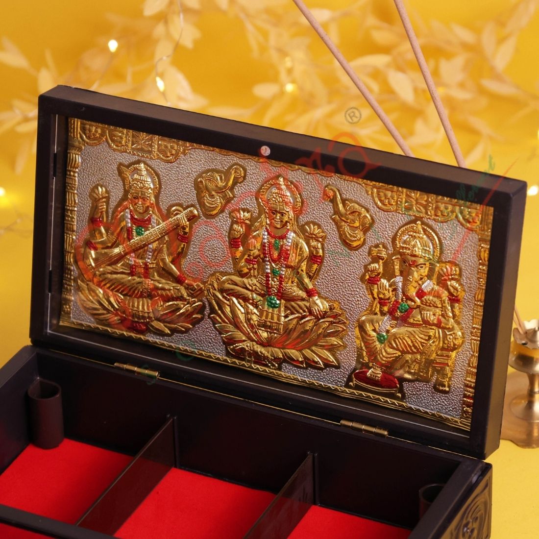 Divine Vastu Tortoise Laxmi Ganesh Saraswati Premium Corporate Box – Gold-Plated Kurma Avatar with Shubh-Labh Blessings