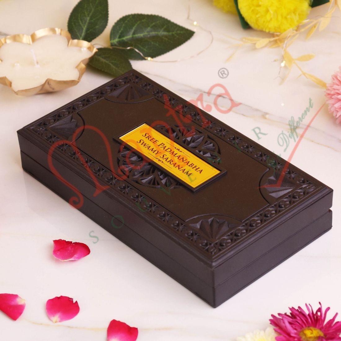 Deluxe 3D Sree Padmanabhaswamy Gold Plated Frame Box – Premium ABS Polymer Anantha Padmanabha Souvenir with Charan Paduka for Home Mandir & Office