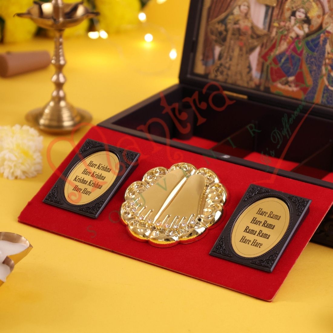 Radha Krishna Charan Paduka Yugal Sarkar Premium Gift Corporate Box – Maha-Mantra Edition