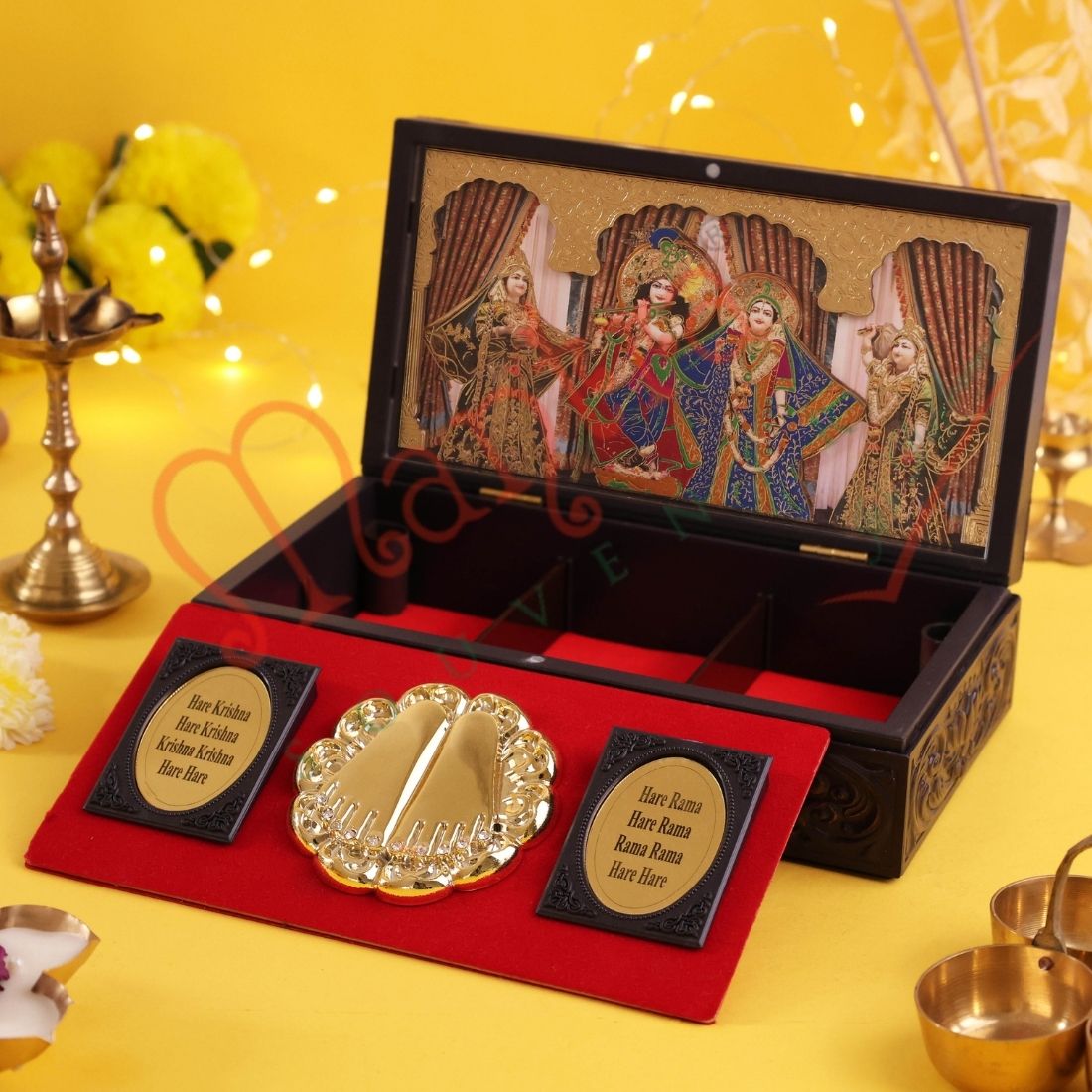 Radha Krishna Charan Paduka Yugal Sarkar Premium Gift Corporate Box – Maha-Mantra Edition