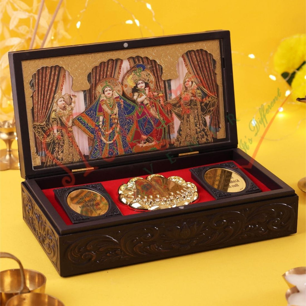 Radha Krishna Charan Paduka Yugal Sarkar Premium Gift Corporate Box – Maha-Mantra Edition