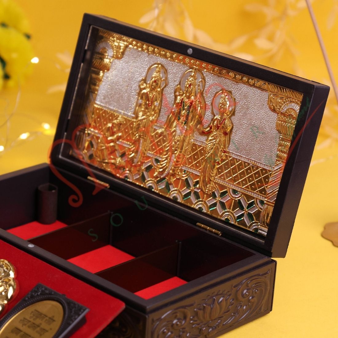 Ram Darbar Premium Corporate Gift Box – Gold-Plated Charan Paduka & Ram Rajya Heritage Edition