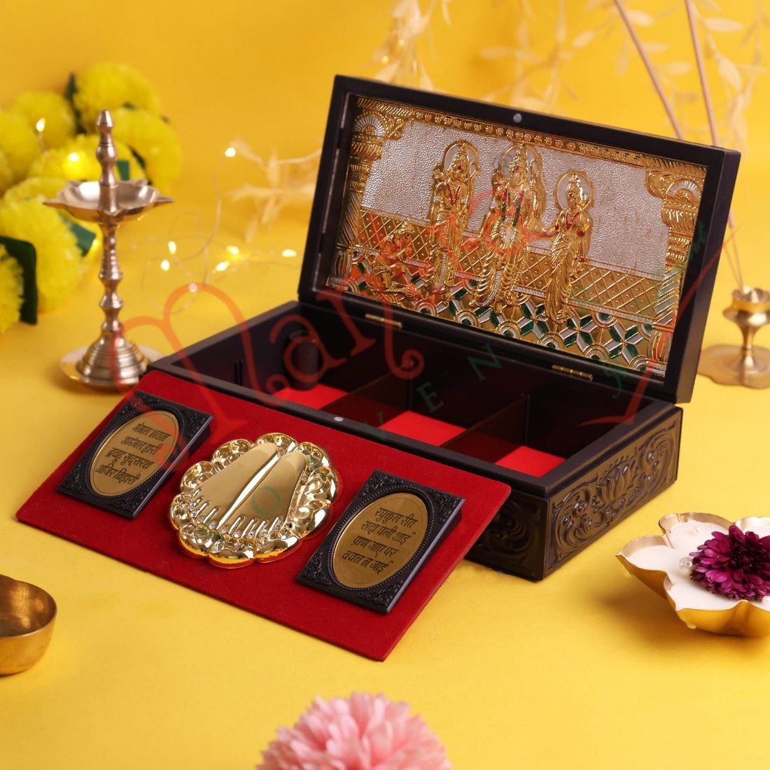 Ram Darbar Premium Corporate Gift Box – Gold-Plated Charan Paduka & Ram Rajya Heritage Edition
