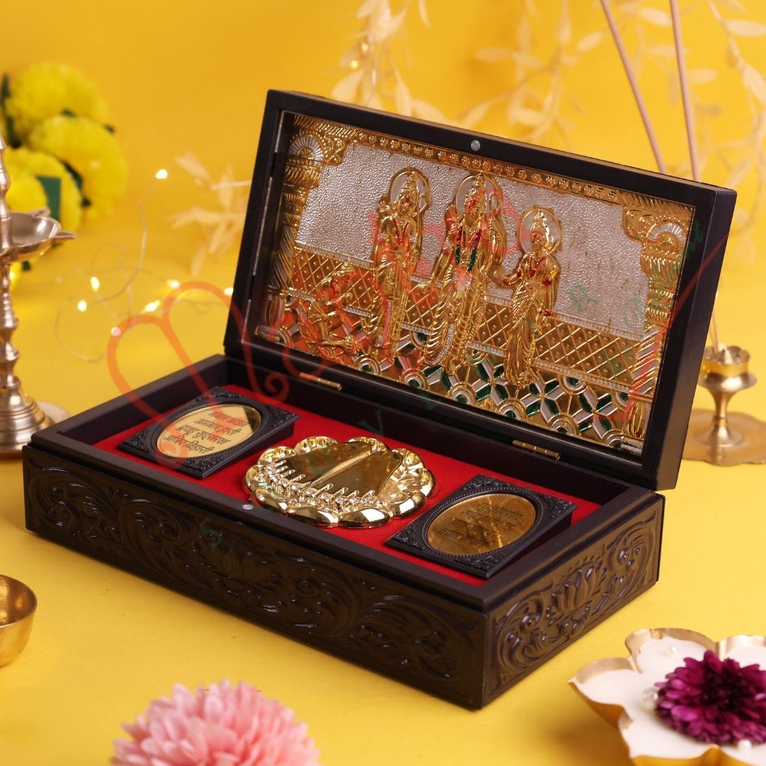 Ram Darbar Premium Corporate Gift Box – Gold-Plated Charan Paduka & Ram Rajya Heritage Edition