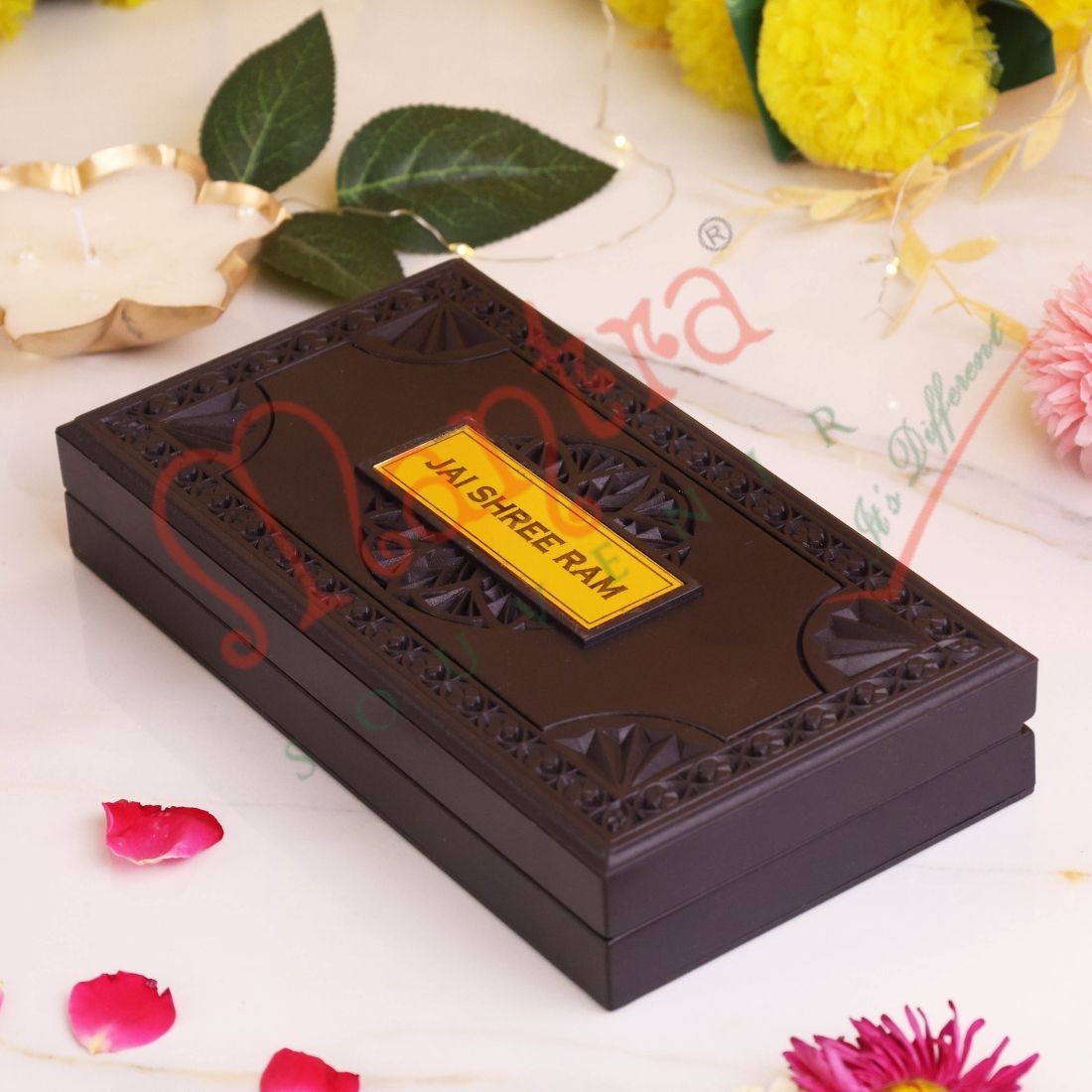 Deluxe 3D Ram Darbar & Ayodhya Ram Mandir Yantra Box – Spiritual Decor – Premium ABS Polymer Gift Box for Pooja Room, Home & Office