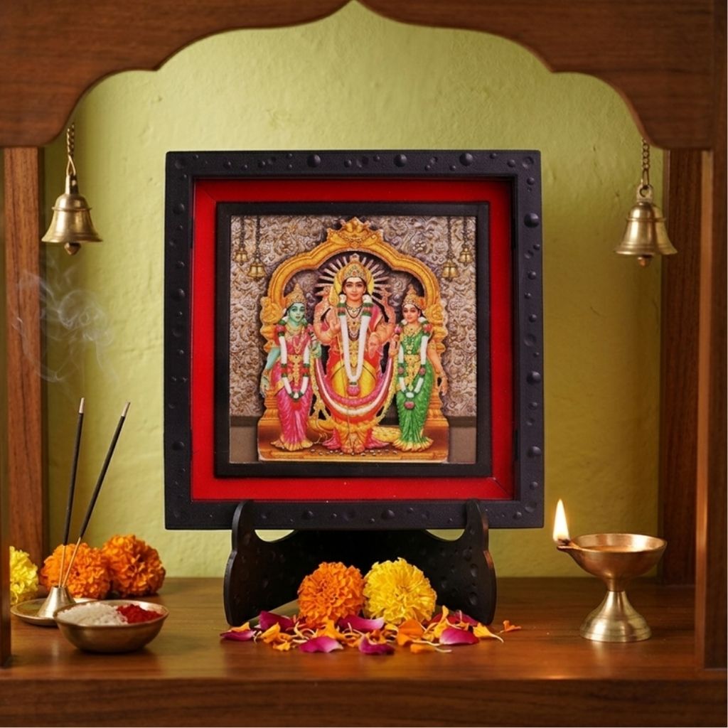 Classic 3D Murugan Ji Deity Photo Frame with Stand for Pooja Room Home, Office Desk, Temple Decoration, Mandir, Housewarming Gift for All Occasion
