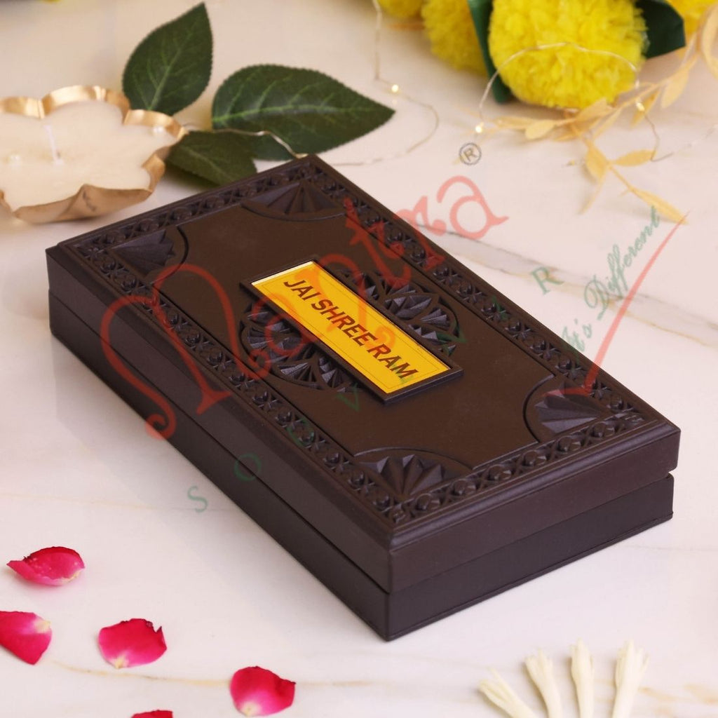 Deluxe Ram Darbar Charan Paduka Box – Gold Plated & Ram Raksha Stotra – Premium ABS Polymer Spiritual Gift for Home, Mandir & Office