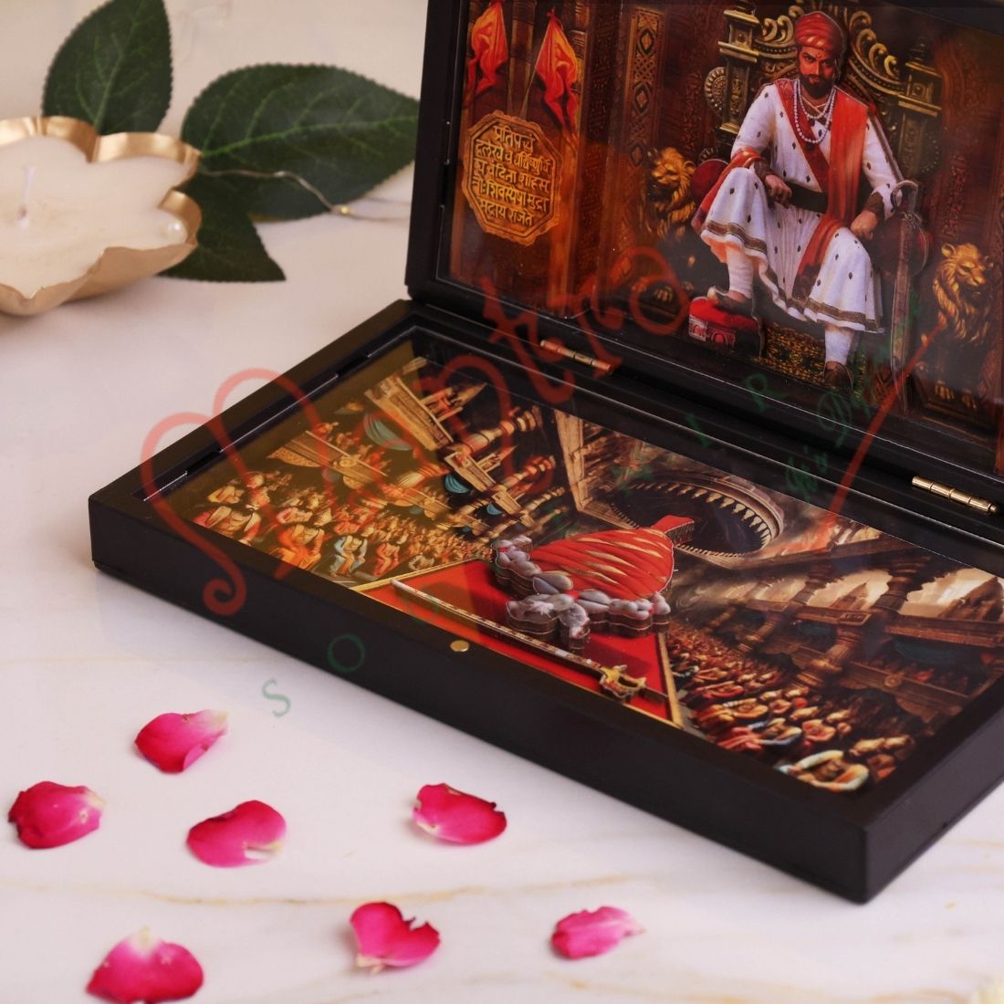 3D Chhatrapati Shivaji Maharaj Rajyabhishek Theme Photo Frame Box for Home Office Décor | Inspirational Maratha Warrior Gift Item