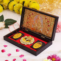 Gold Plated Lord Ganesha Charan Paduka Frame Box - Premium ABS Polymer Spiritual Gift Set for Success & Prosperity