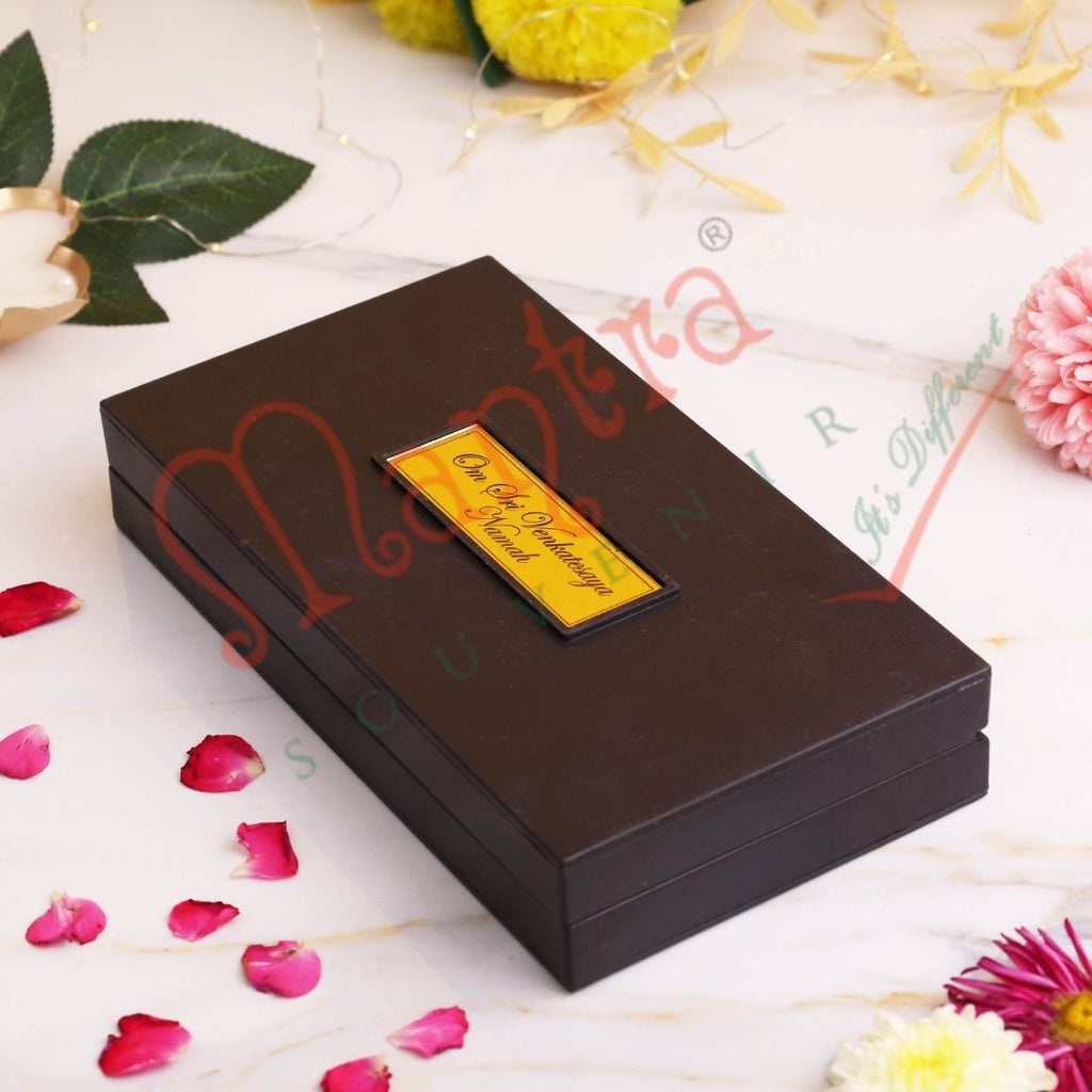 Gold Plated Tirupati Balaji & Padmavati Divine Charan Paduka Frame Box - Premium ABS Polymer Spiritual Gift Set for Wealth & Divine Blessings